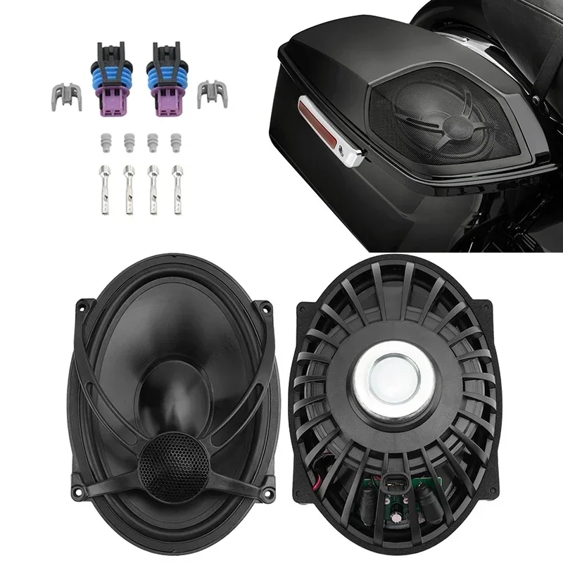 Czarny motocykl 5 "x 7" pokrywa sakwy głośniki dla Harley Touring Road King Street Electra Glide FLHR FLHX FLHT CVO 1994-2023 — zdjęcie 2