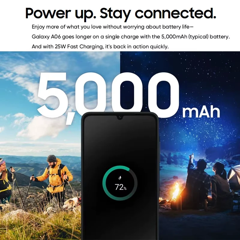 الإصدار العالمي للهاتف الذكي Samsung Galaxy A06 4G 128G Mediatek Helio G85 6,7 "gran pantalla LCD PLS كامبرا بطارية مزدوجة 5000 مللي أمبير في الساعة