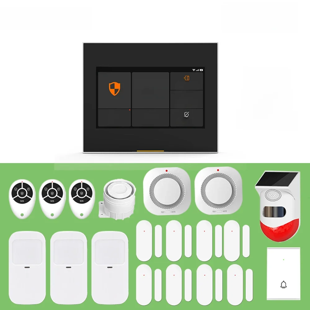 TAIBOAN – Kits de système d'alarme sans fil WiFi GSM H501, panneau d'écran tactile de contrôle par application intelligente Tuya, fonctionne avec des accessoires 433MHz