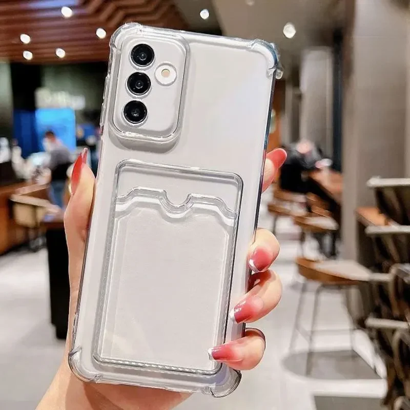 Etui na kartę do Samsung Galaxy S21 S22 S23 FE S24 Plus A55 A35 A25 A15 A24 A54 A14 A34 A53 S24 Ultra 5G Shockproof Clear Cover — zdjęcie 2
