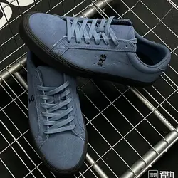 JoiendocDesigner-Chaussures de skate en cuir suédé unisexe, baskets bleues, semelle en caoutchouc, sport, marche, chaussure décontractée, skateboard