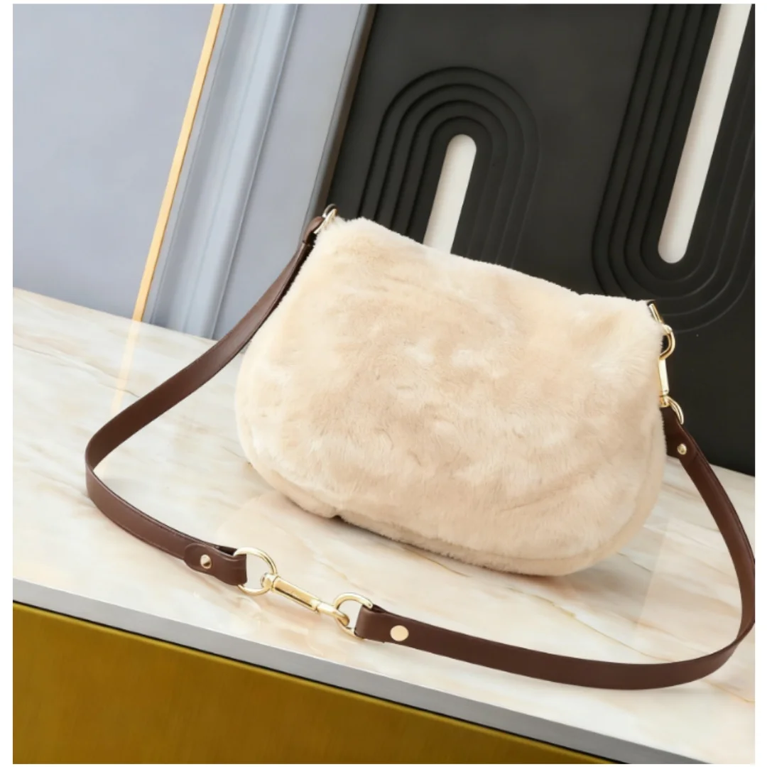 

2025 Winter New Style Women's Soft Sheepskin Inner Liner Printed Crossbody Bag