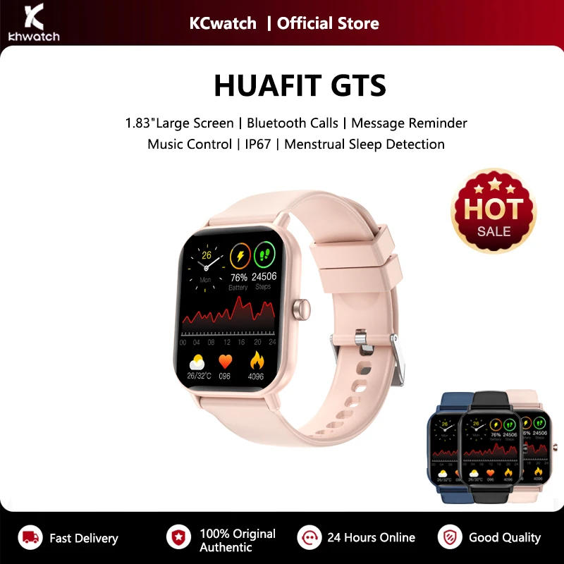 KHwatch GTS Couple's Watches Smart Watch 1.83"Large Screen Bluetooth Call Message Reminder IP67 Women Watches Mens Watches