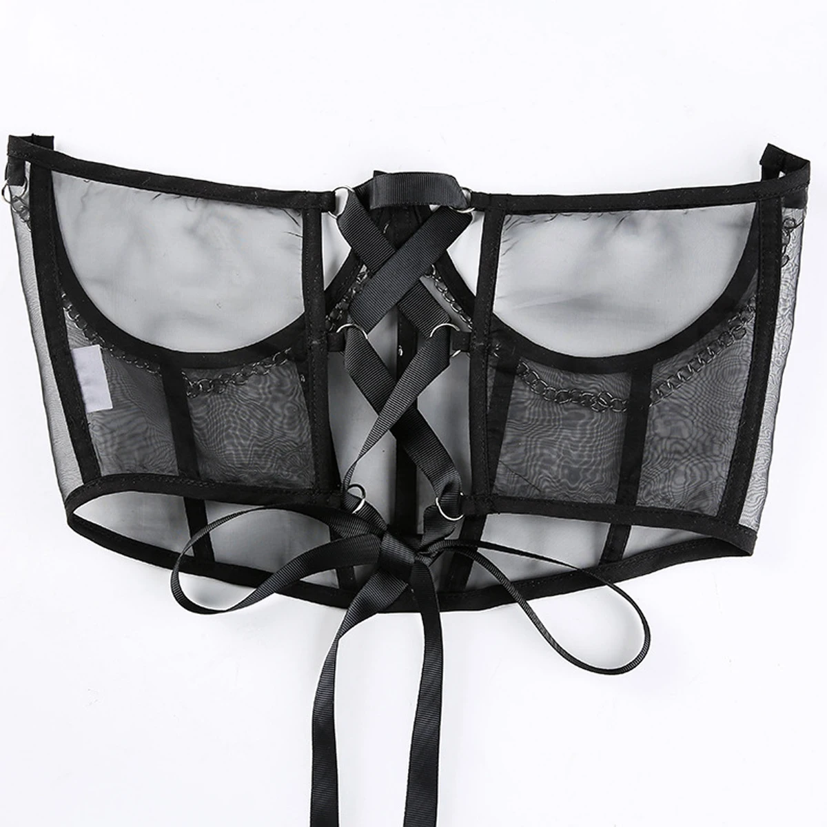 Lace-up Bustier Cami: Underbust Corset with Boning & Mesh Waist Trainer - Slimming Shapewear for Enhanced Curves