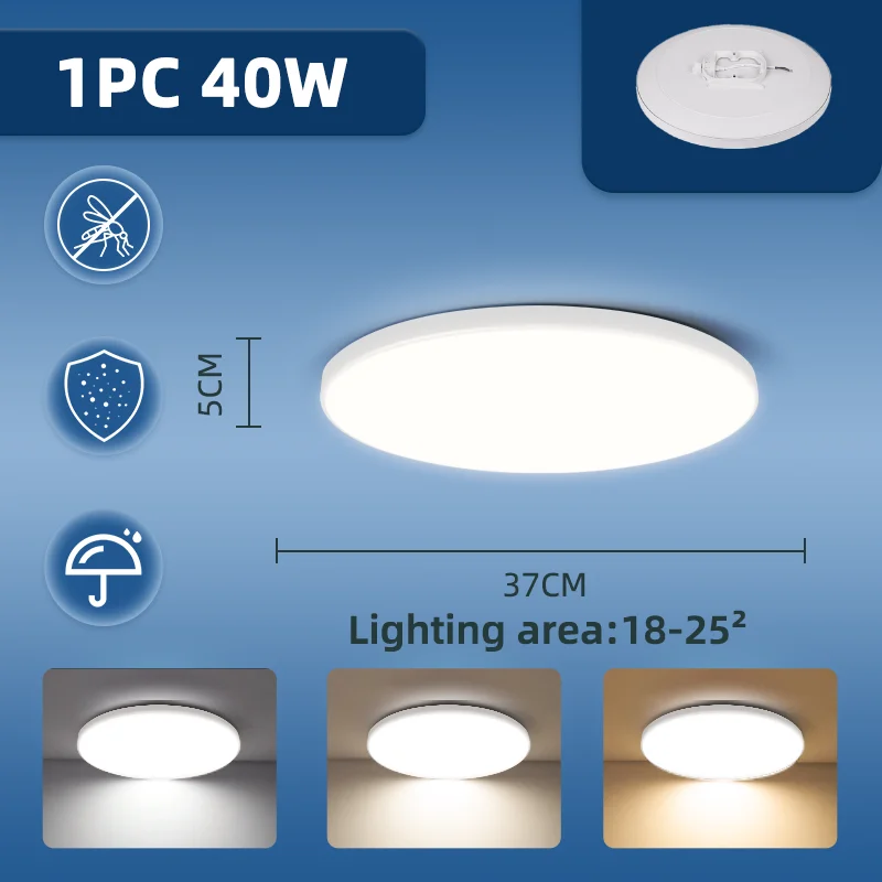 CHUANGYANG Wasserdichte Led Badezimmer Lampe Decke Licht Led Decke 18W 30W 40W Gold Decke Lampe Runde Für Küche wohnzimmer Toilette 220V 8