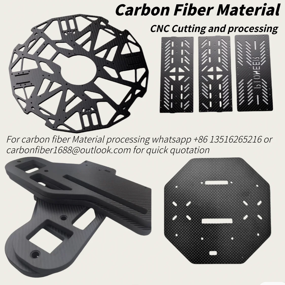 Carbon Fiber Sheet Process Carbon Plate Panel CNC Cutting Machining for Airplane Drone FPV Arm Frame Glossy Matte