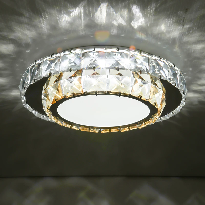 

Led Ceiling Lights Crystal Lampshade Balck Gold Plafonnier Living Room Bedroom Modern Round Square Decorative Ceiling Lamp