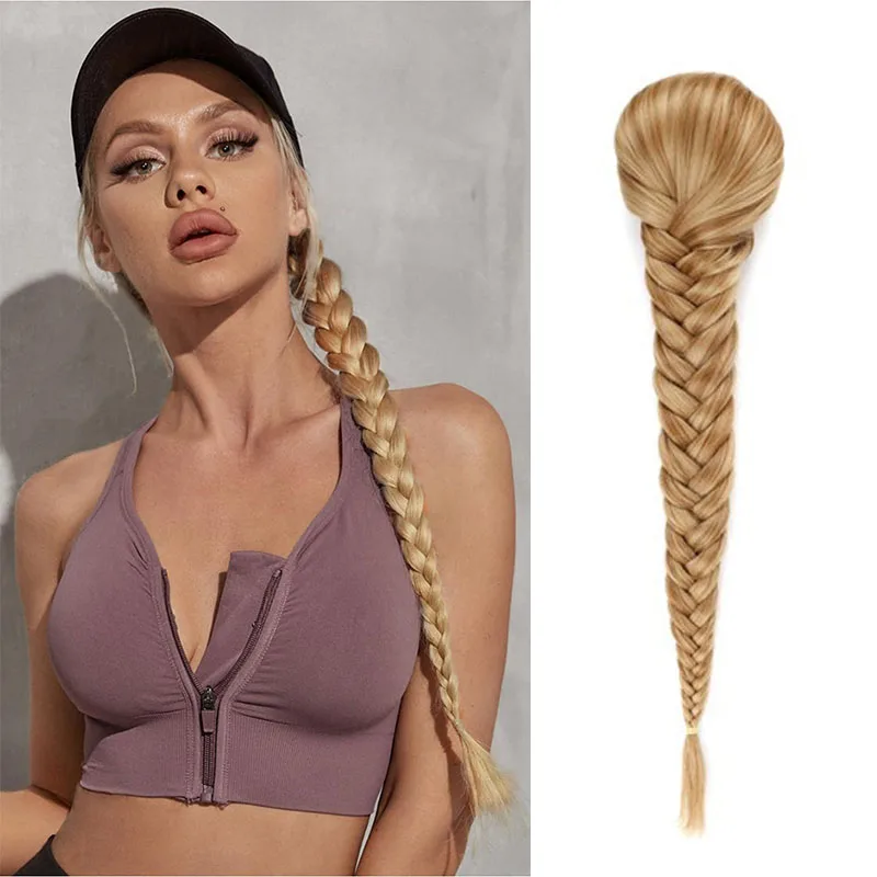 Synthetic Fiber Material Braided Ponytail Extension 16 Inch Long Easy to Install Durable and Stable Suitable for Daily Use