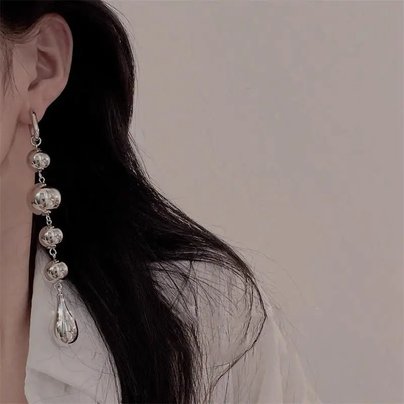 Sculptural Silver Luxury Drop Earrings