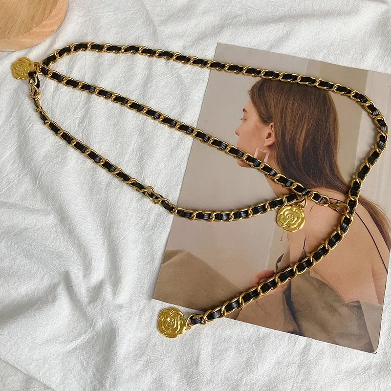 Łańcuszek w talii damski 2023 nowy kamelia ozdoba mały pachnący pasek w stylu Trendy Vintage w talii — zdjęcie 2