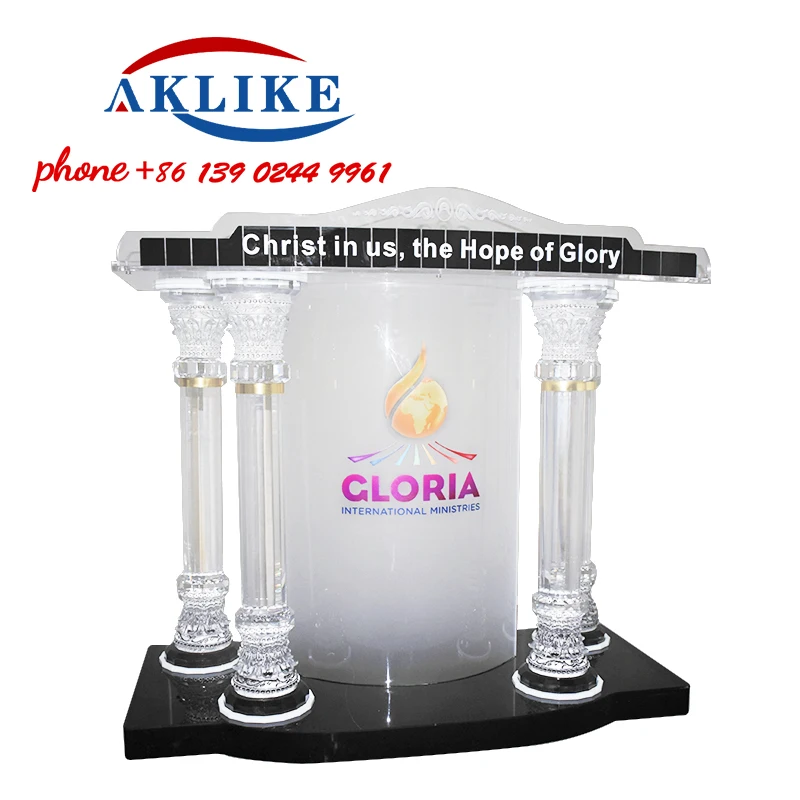 2024 Lectern Design Logo Conference Podium With Black Base Modern Rostrum Perspex Pulpit Desktop Lectern Free Shipping