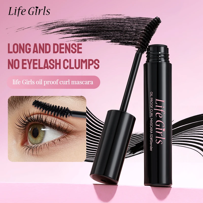 Life Girls Waterproof Mascara Lengthening Volumizing Curling Long Lasting No Clump Smudge Proof Black Lash Makeup 2 Brush Types