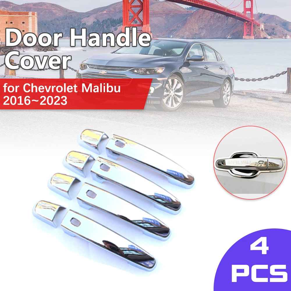 

Chrome Door Handle Cover for Chevrolet Malibu 2016~2023 2017 2018 Carbon Fiber Trim Catch Car Cap Styling Stickers Accessories