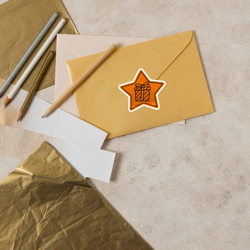 Star Shaped Label Sticker Self-adhesive Waterproof Digital Number Cake Sealing Sort Name Paper Suit for Thermal Printers
