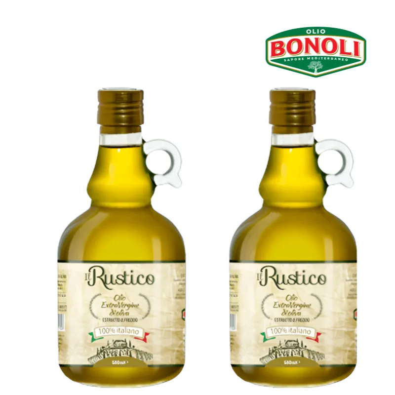 IL Rustico Extra Virgin Golden Olive Oil 500ml 2 Bottles/Italian Olive 100% Cold-pressed Top Quality