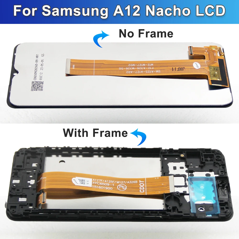 Pantalla LCD con marco para móvil, montaje de digitalizador con pantalla táctil de 6,5 pulgadas para Samsung A12 Nacho SM-A127F A127