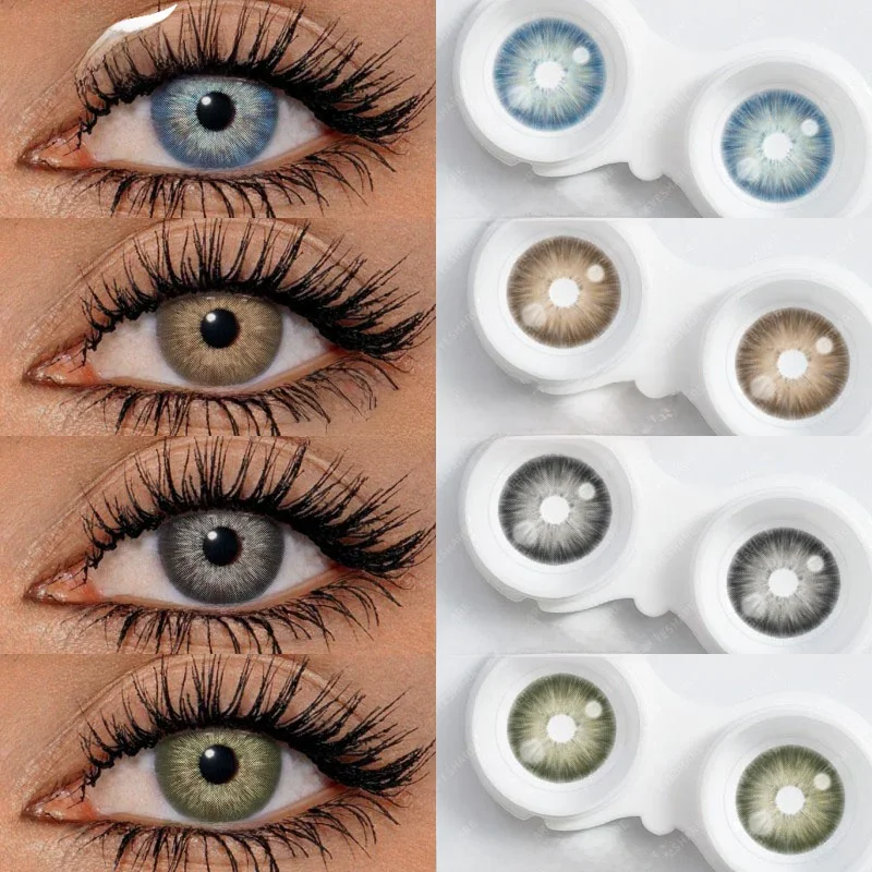 Lidschatten farbige Kontaktlinsen für Augen 1 Paar Myopie linsen braune Linsen mit Dioptrien Grad blaue Augenlinse graue Pupillen