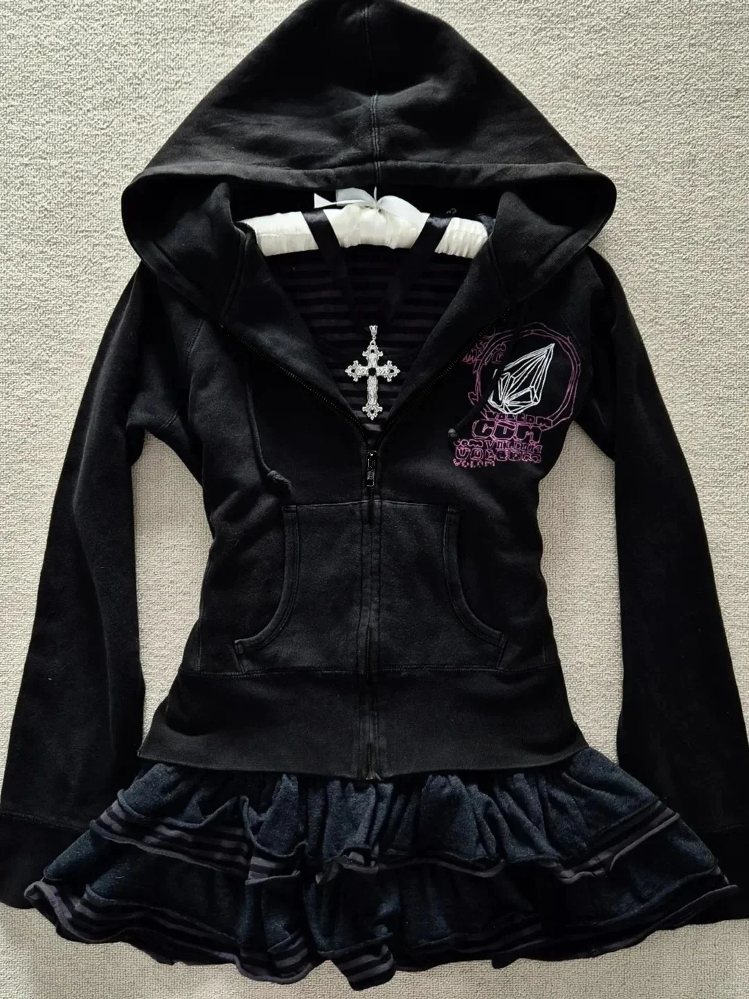 Y2k Woman Clothes Hoodies Vintage Winter Gothic Hot Girl Grunge Graphic Hoodie Zip Up Korean Slim Hooded High Street Femme Hoody — zdjęcie 2