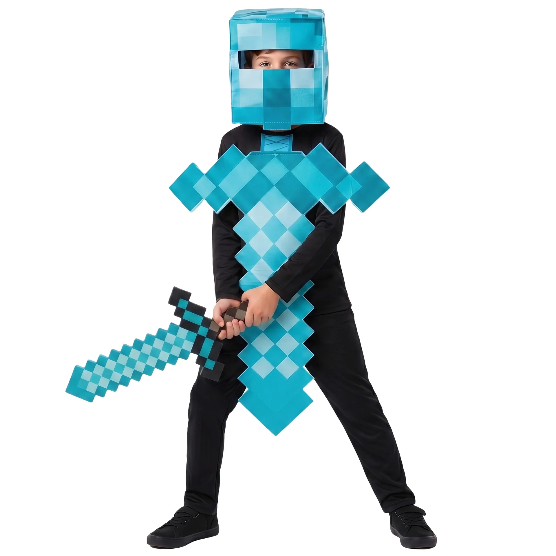 Nuevo Disfraz Infantil de Halloween 2026, Conjunto de Disfraz de Guerrero con Espada de Diamantes Azules para Niño
