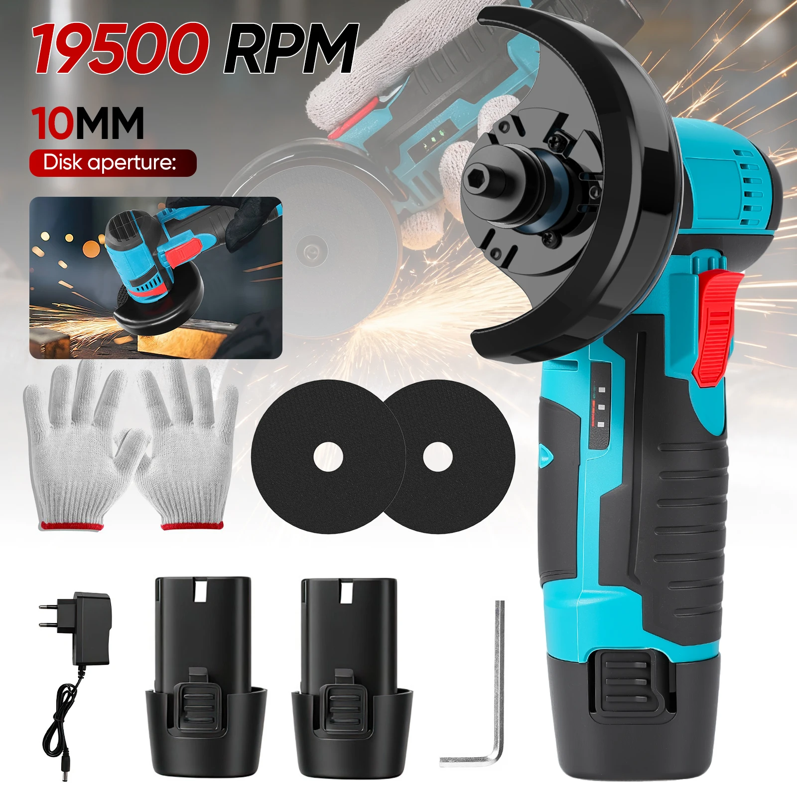 mini amoladora angular de 12v con bateria de litio recargable 19500 rpm herramienta electrica para cortar y pulir