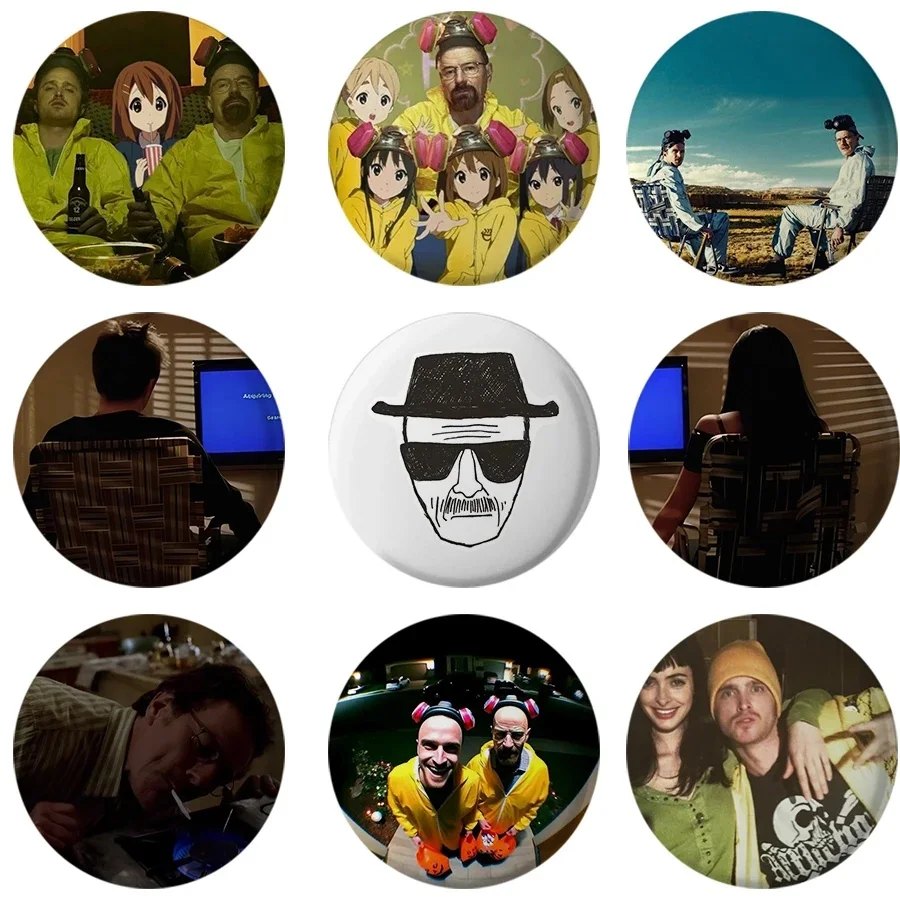 58mm classique TV Breaking Bad bouton broche film lettre Logo émission de télévision personnage Meme broche Badge sac accessoires Fans recueillir des cadeaux