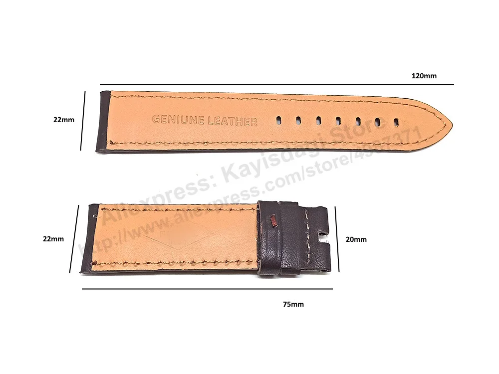 22mm Dark Brown Genuine Leather Watch Fits with Fossil FS5901 , FTW4003 , FTW2119 , FTW10012 , BQ2363 , BQ2432 , BQ2650 Fennmore image 2