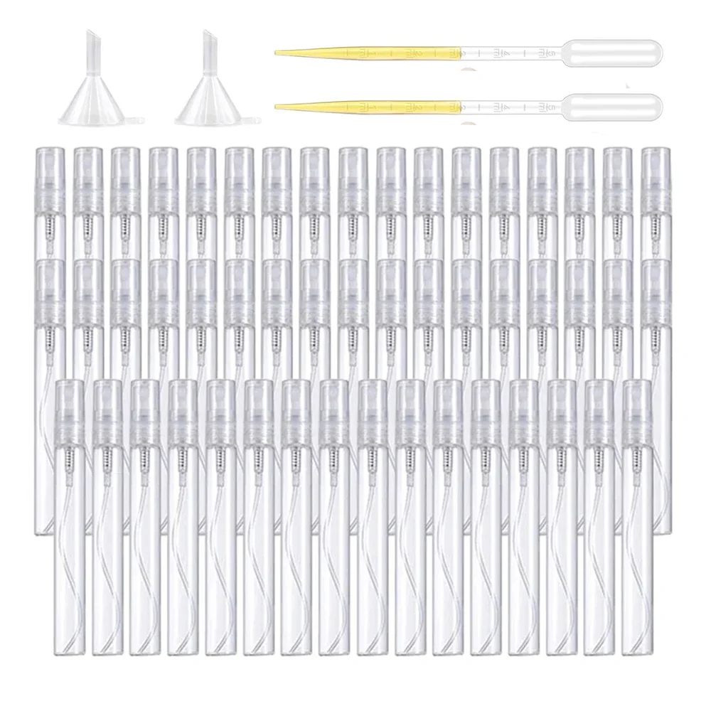 Flacon pulvérisateur en plastique transparent de 2ML à 10ML, 5 pièces, atomiseur de parfum Portable pour le nettoyage, les voyages, les huiles essentielles et le parfum