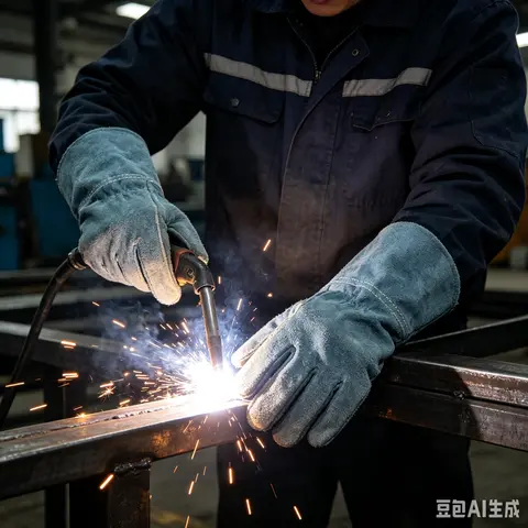 Welding Gloves Heat Resistant Cowhide Leather for Welders, Cut and Puncture Resistant Work Safety Gloves XL Three-Seam Flat Mout