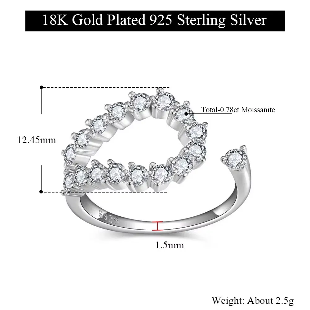 LinkerLove Moissanite Evil Eye Ring with Drop of Teardrop Design S925 Silver E-Shape Statement Ring for Women Fine Jewelry Gift