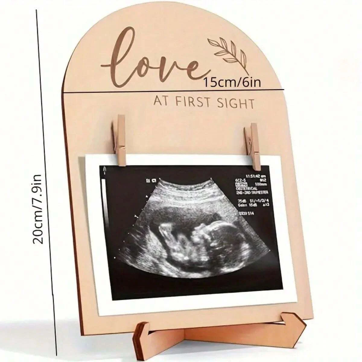 1pc Cute Wooden Ultrasonic Photo Frame, Suitable For Your Pregnancy Announcement, Ultrasonic Photo Frame, Suitable For Daycare