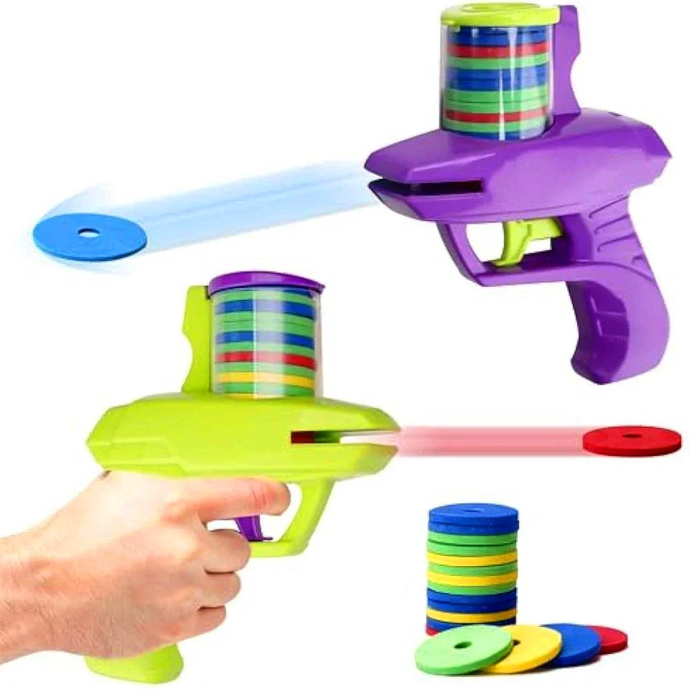 Pistolet à disque en mousse pour enfants, jeu de plein air, jouet, disque volant, lanceur de tir, Double jouet interactif Parent-enfant