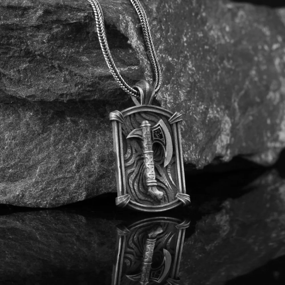 

925K Sterling Silver Axe Necklace For Viking Gift For Man Stliysh Jewelry Handmade Fine Workmanship Vintage Stlye Freeshipping