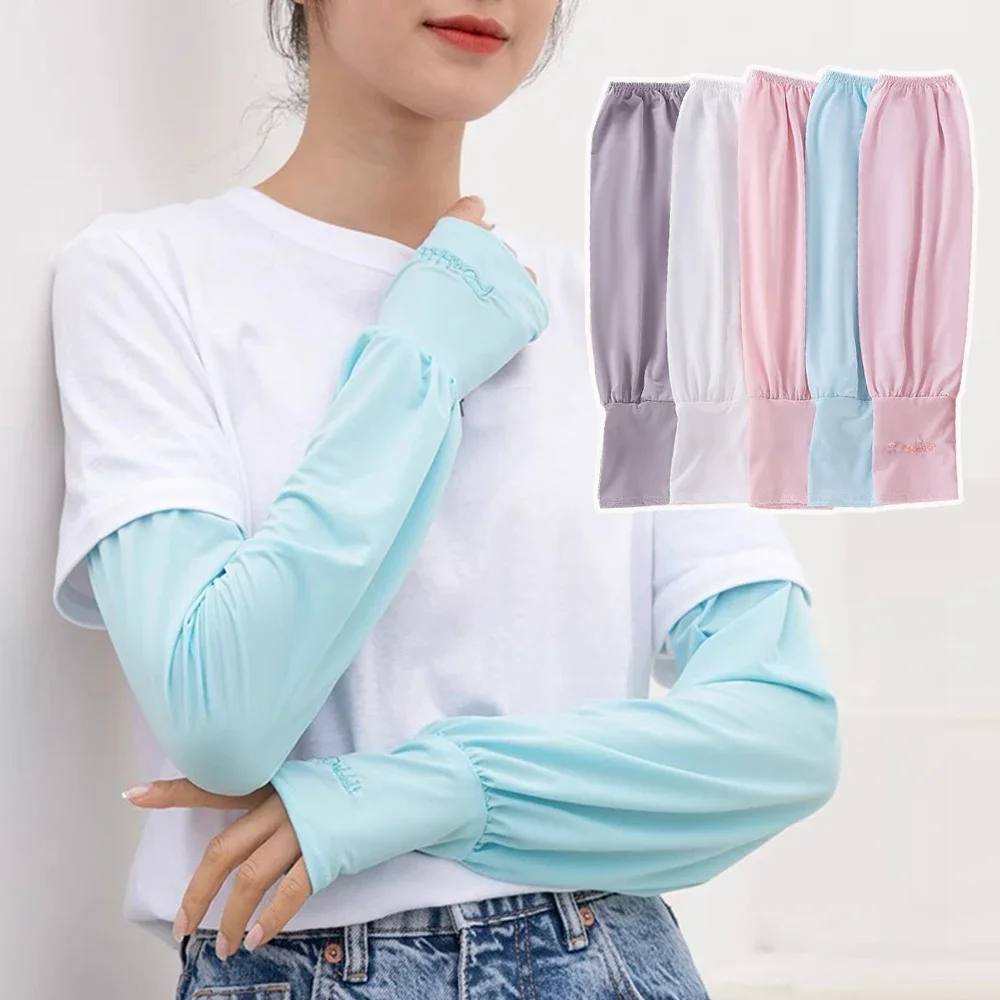 AliExpress YJSFG HOUSE 1 Pair Summer Ice Silk Sleeves For Men And Women Outdoor UV Protection Cycling Sleeve Arm Sun Screen