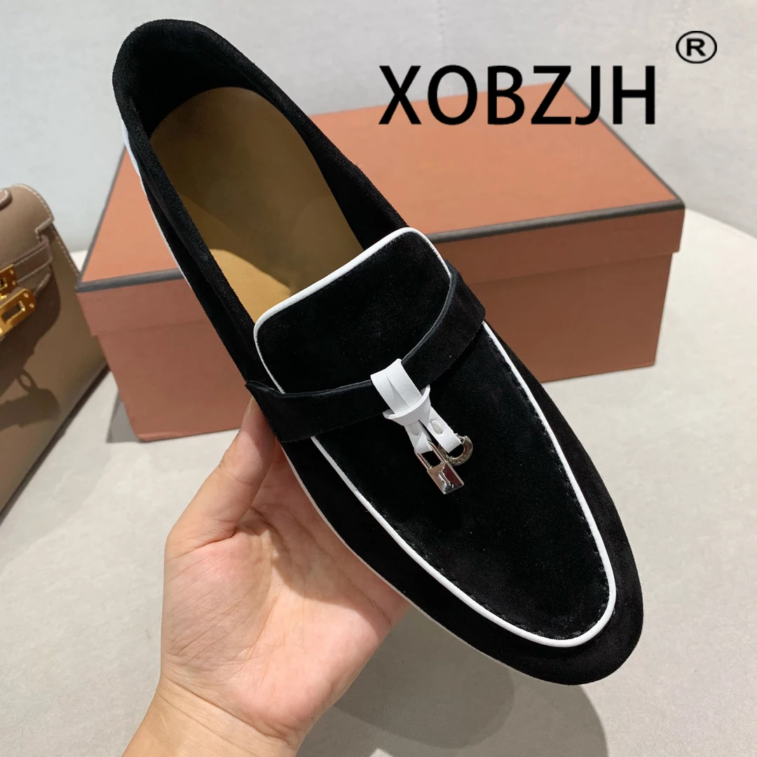 

No Logo-Luxury Designer Suede Leather Women's Loafers Casual Soft Sole Shoes High Quality Cashmere Fashion Trends Flat Shoes