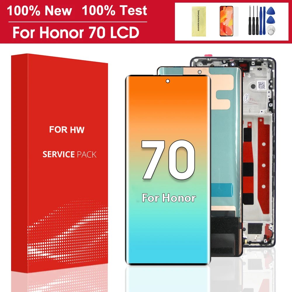 For Honor 70 LCD Display Touch Screen Digitizer Assembly Replacement For Honor 70 FNE-AN00 FNE-NX9 LCD With Frame