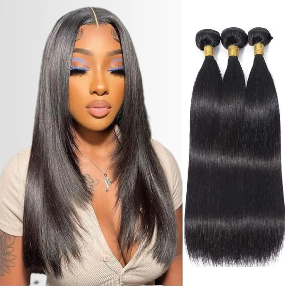 

Bone Straight Human Hair 3 Bundles Human Hair Brazilian Hair Weave Raw Human Hair Bundles Virgin Hair Extensions