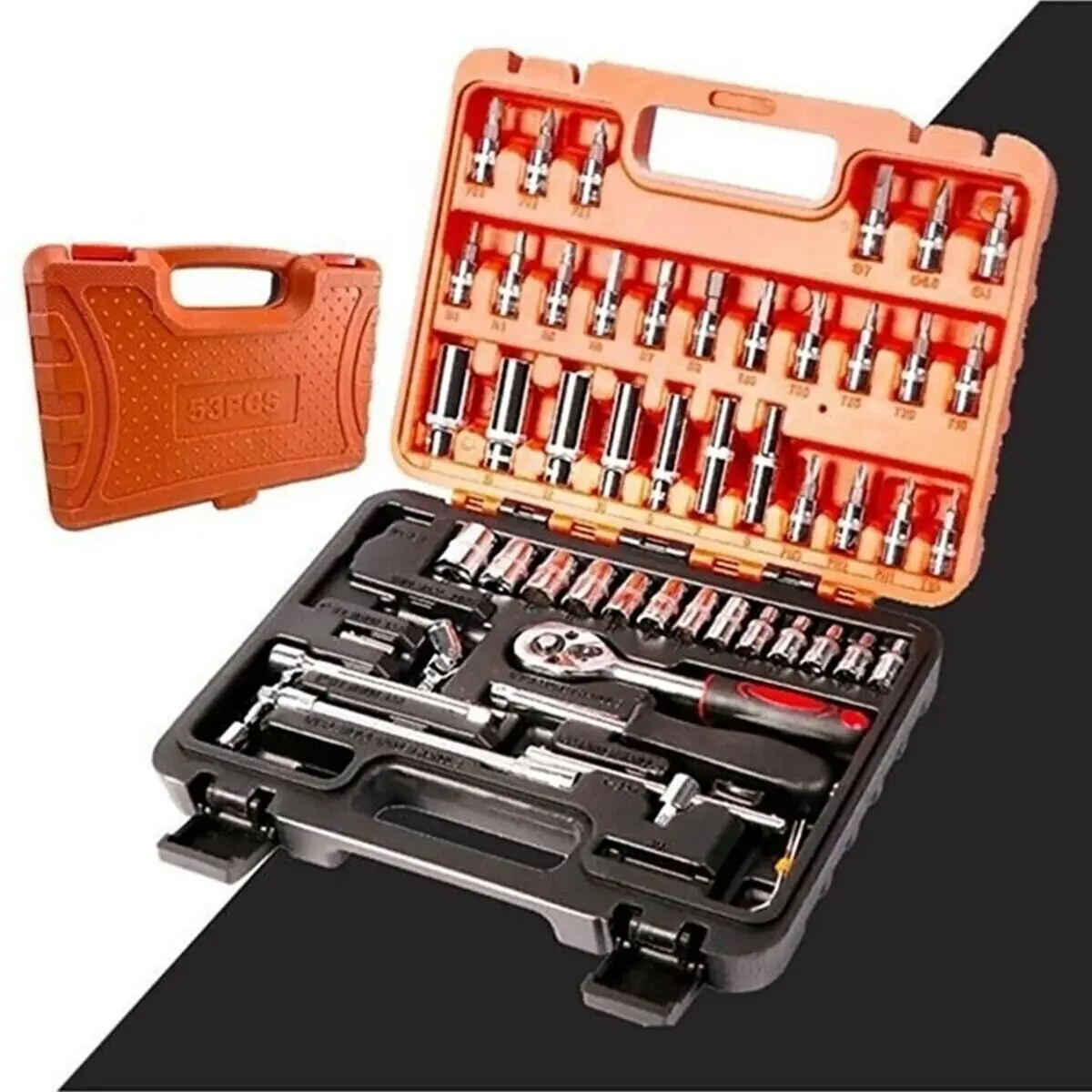 

Socket Wrench Set 53 Piece Bits and Bits Set Full Set Cr-v Max 1/4 Ratchet Wrench Spanner Wrench Socket Key Hand Tools