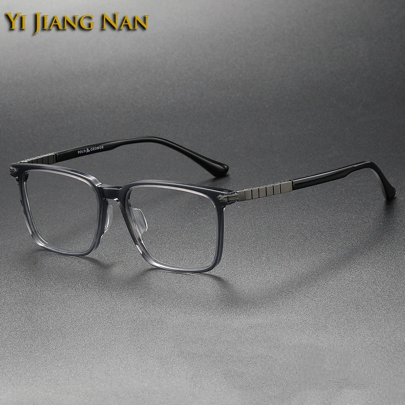 

Men Rectangle Fashion Acetate Optical Prescription Glasses Frame Stylish Eyewear Flexible Titanium Sides Eyeglasses Spectacles