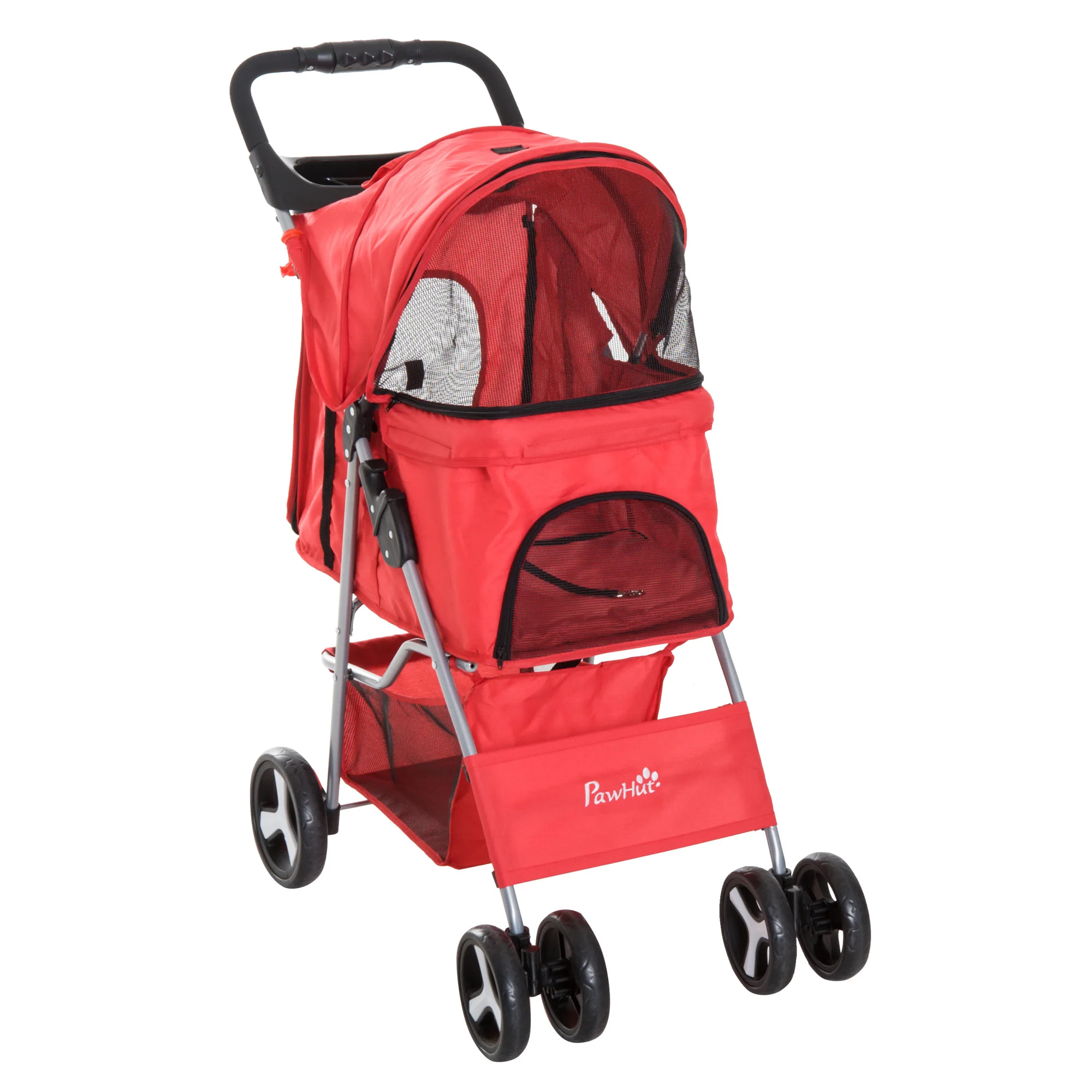 PawHut pet stroller folding awning adjustable Oxford fabric 75x46x94 cm red