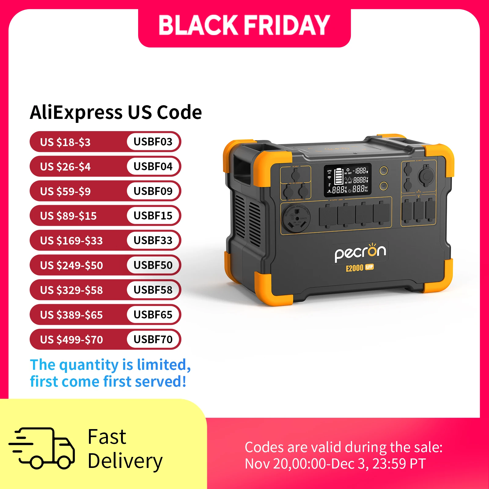 محطة طاقة محمولة Pecron E2000LFP بقدرة 1920 وات في الساعة قابلة للتوسيع إلى بطارية LiFePO4 بقدرة 8064 وات 2000 وات للمنزل والتخييم والمركبات الترفيهية