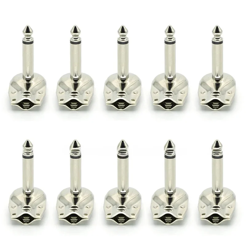 Wysokiej jakości 4-10 sztuk 1/4 "6,35 mm głośnik mono kątowy gitarowy wtyczka gramofonowa złącze naleśnikowe ﻿ — zdjęcie 2