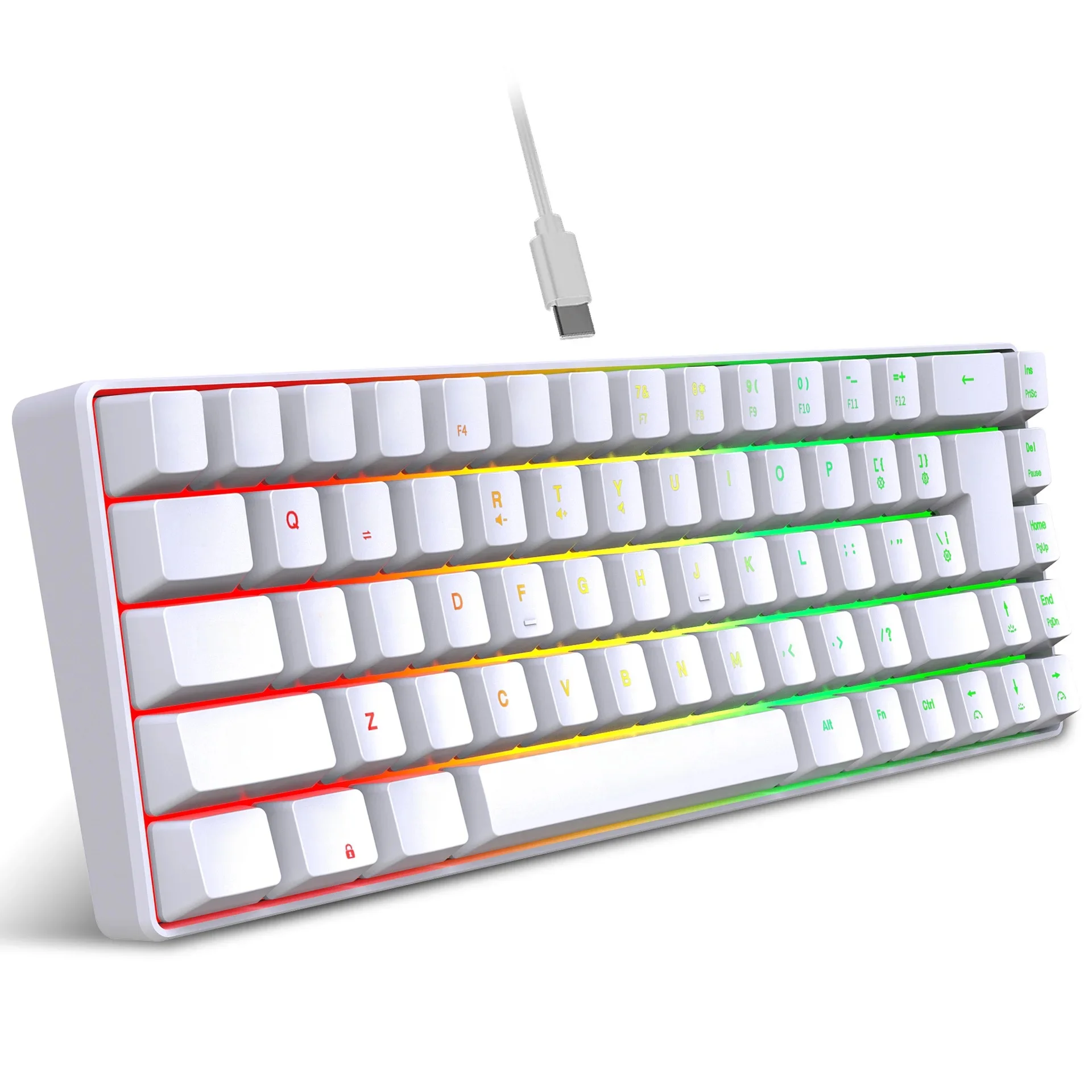60% Compact Bedraad Toetsenbord 68 Toetsen RGB Backlight Kleine Draagbare Kantoor Computer Membraan Toetsenbord Voor Windows Tablet Laptop Game - afbeelding 2