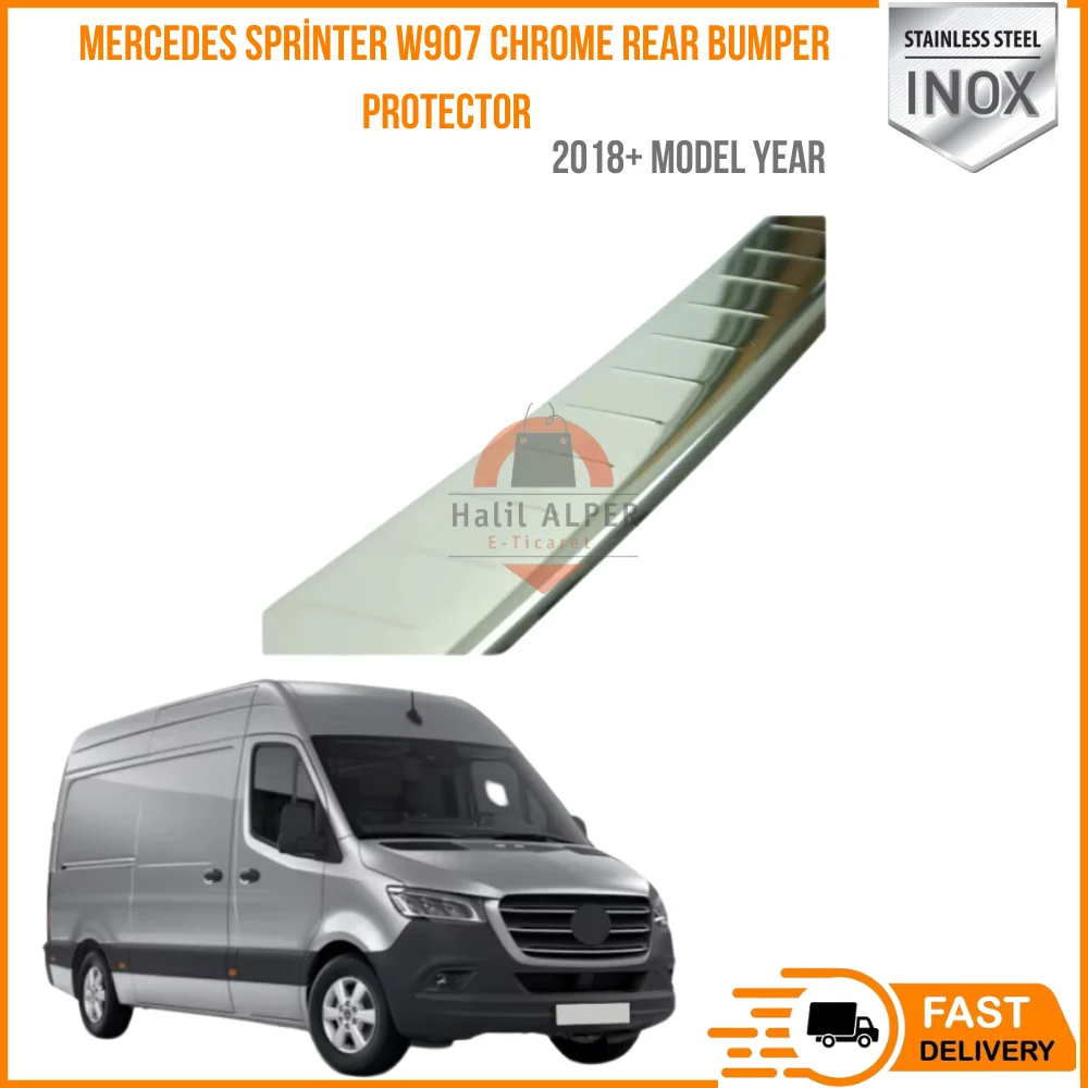 For Mercedes Sprinter W907 2018- Chrome Rear Bumper Protector Scratch Guard Stainless Steel