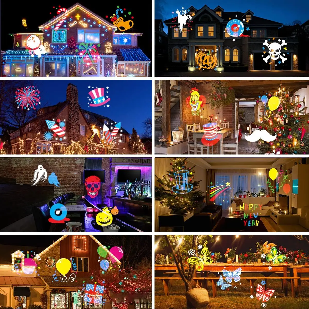 Halloween Projector Lights LED Christmas Projector Lamp 16 Pieces Slides IP65 Waterproof Outdoor Projector Christmas Decorations