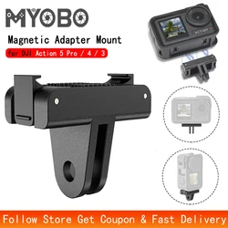MYOBO For DJI Action 5 Pro Magnetic Mount Quick Release Adapter Extension Base for DJI Osmo Action 3 4 5 Pro Len Cap Accessory