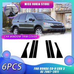 Car Window Trim Cover for Honda CR-V CRV 3 RE 2007~2011 2008 2009 Carbon Fiber Silver Pillar Posts Door Decal Sticker Accessorie