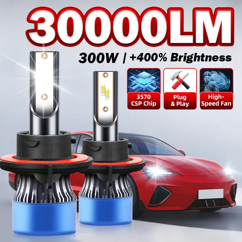 

2 шт. H13 H7 светодиодные автомобильные светодиодные фары Canbus H1 H11 H4 300 Вт 6000K CSP чип автоматические фары 9007 9005 HB3 HB4 9006 9004 светодиодные противотуманные фары