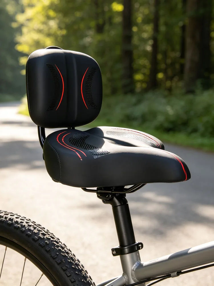 Weicher MTB-Sattel, hohler E-Bike-Sattel, atmungsaktiver, regenfester, breiter Fahrradsitz mit Rückenlehne, Zubehör für Rennrad- und Mountainbike-Fahrten
