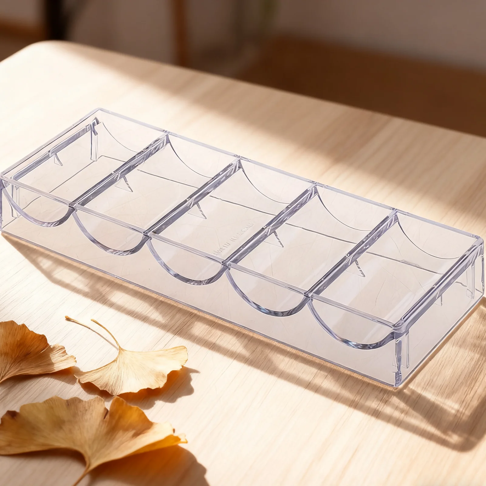 Bandeja de fichas de póker acrílicas, estuche de almacenamiento con cinco filas, 100 fichas, soporte de colección de monedas, caja para fiesta interior, juego de Casino en casa, 1 ud.