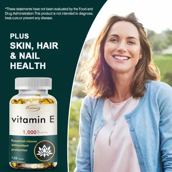 Vitamín E 1000 IU kapsle - pro antioxidační účinky, podporu zdraví pokožky, buněčného dýchání a kardiovaskulárního systému - 120 kapslí 10 nejlepší prodej Americké kapsle - №6